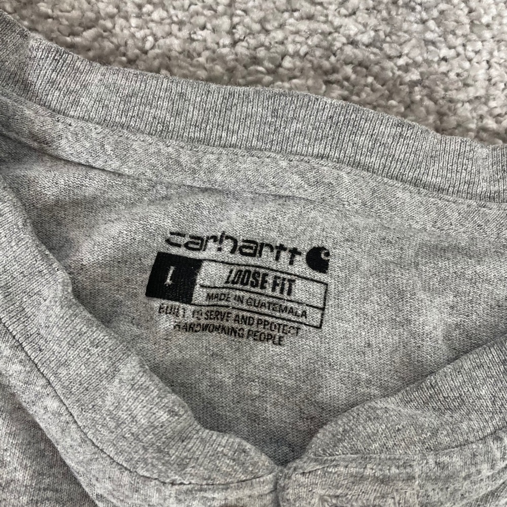 Carhartt Henley Shirt Mens Large Loose Fit Long Sleeve Work Shirt Gray - Picture 3 of 13
